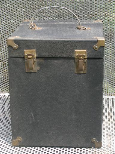 photo of early industrial instrument case or storage box w/brass hardware #3