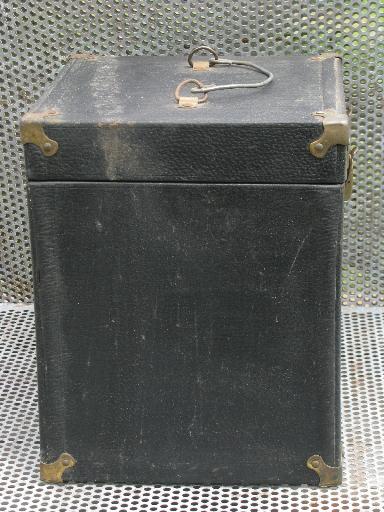 photo of early industrial instrument case or storage box w/brass hardware #4