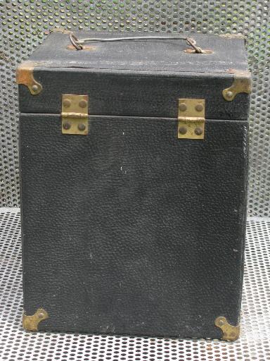 photo of early industrial instrument case or storage box w/brass hardware #5