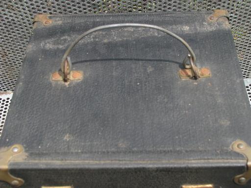 photo of early industrial instrument case or storage box w/brass hardware #8