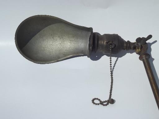 photo of early industrial vintage work light/helmet shade antique solid brass #10