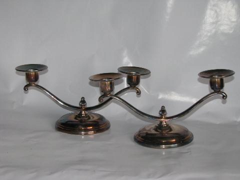 photo of early - mid century vintage silver plate candelabra, pair of branched candle sticks #1