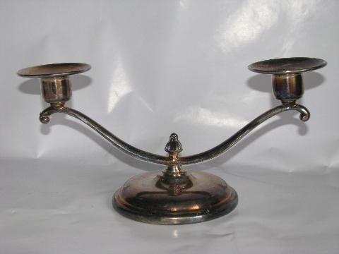 photo of early - mid century vintage silver plate candelabra, pair of branched candle sticks #2