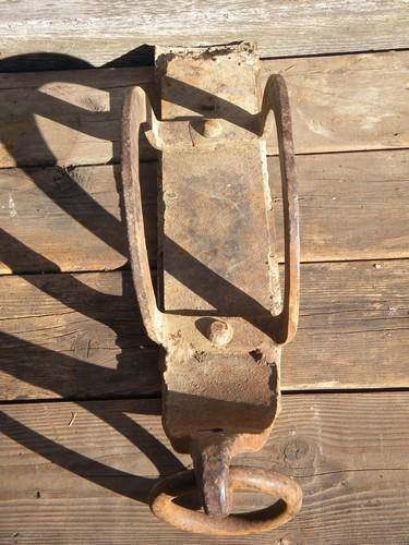 photo of early old auto wheel iron sled or ski w/ hand forged ring Model T vintage #3