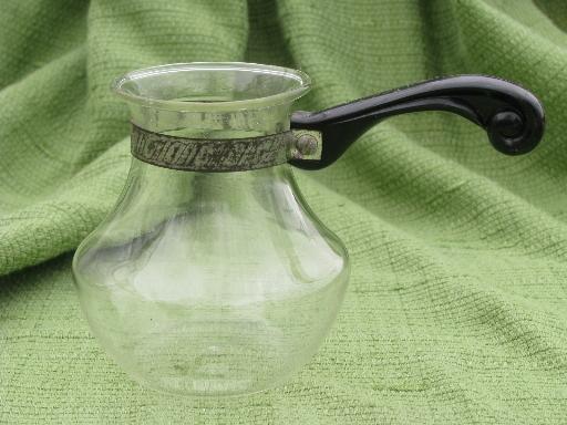 photo of early vintage Pyrex glass sauce pitcher pourer w/ handle flameware pot #1