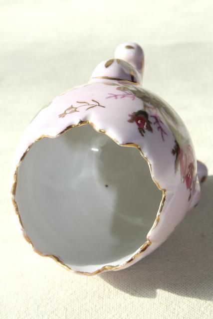 photo of egg shaped pink china flower vase for bulb or Easter flowers, vintage Lefton Japan #5