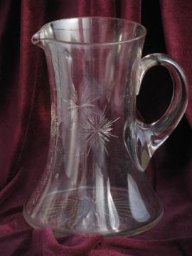 catalog photo of eight point wheel cut Bethlehem star pattern, vintage glass pitcher