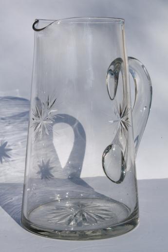 photo of eight point wheel cut Bethlehem star pattern, vintage glass pitcher #2