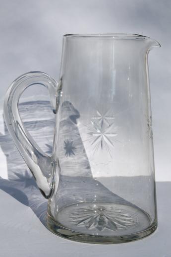 photo of eight point wheel cut Bethlehem star pattern, vintage glass pitcher #3