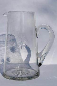 catalog photo of eight point wheel cut Bethlehem star pattern, vintage glass pitcher