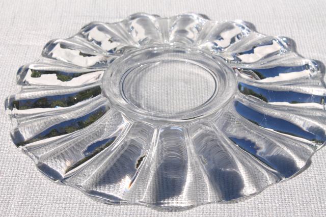 photo of elegant glass cracker plate serving tray, vintage Heisey Crystolite pattern glass #6