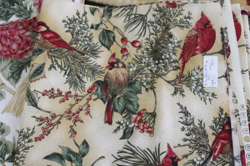 photo of elegant holiday season prints vintage cotton fabric lot for Christmas sewing or quilting  #2