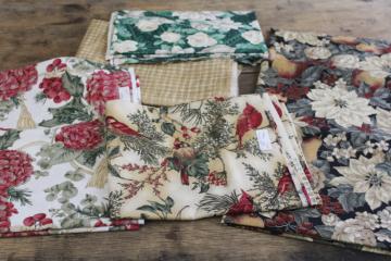 catalog photo of elegant holiday season prints vintage cotton fabric lot for Christmas sewing or quilting 