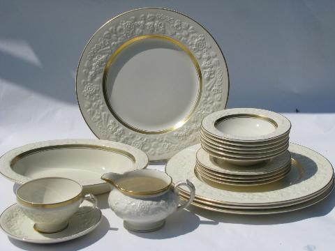 photo of embossed English creamware china, vintage George Jones - England, Rhapsody #1