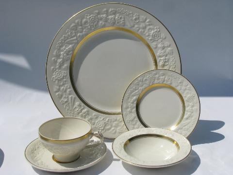 photo of embossed English creamware china, vintage George Jones - England, Rhapsody #2