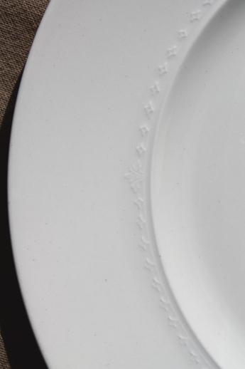 photo of embossed edge antique white china dinner plates, 1930s vintage Alfred Meakin England  #4