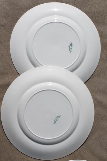 photo of embossed edge antique white china dinner plates, 1930s vintage Alfred Meakin England  #5