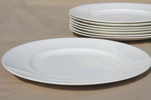 photo of embossed edge antique white china dinner plates, 1930s vintage Alfred Meakin England  #6