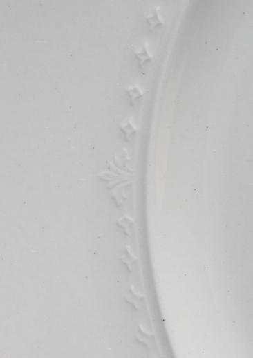 photo of embossed edge antique white china dinner plates, 1930s vintage Alfred Meakin England  #7