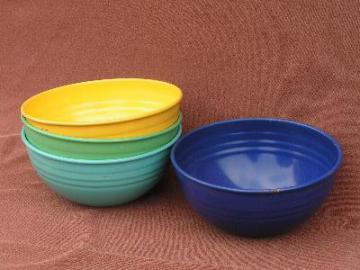 catalog photo of enamel picnic bowls, fiesta colors