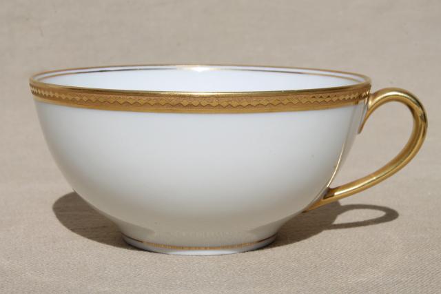 photo of encrusted gold wedding band china cups & saucers, pure white Limoges Bawo & Dotter #4