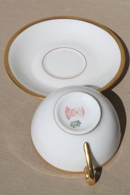 photo of encrusted gold wedding band china cups & saucers, pure white Limoges Bawo & Dotter #5