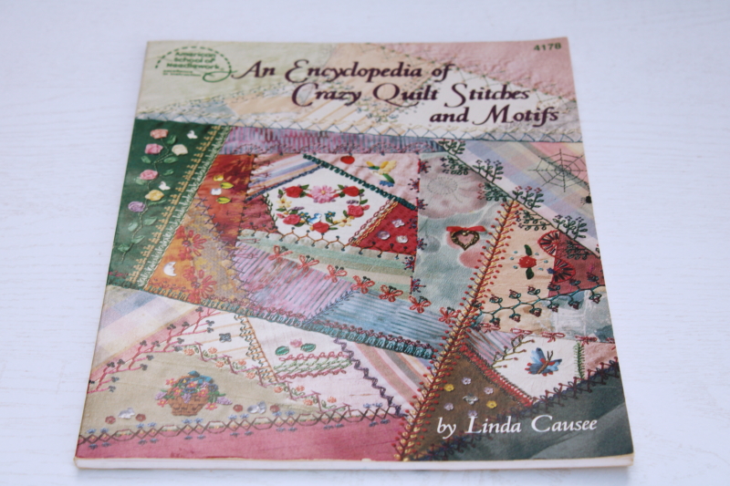 photo of encyclopedia of crazy quilt stitches & motifs for hand sewing & ribbon embroidery, softcover booklet #1