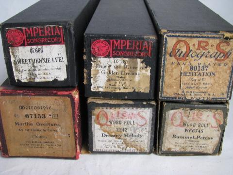 photo of estate lot 28 unsorted antique vintage player piano music rolls #3