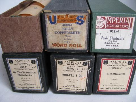 photo of estate lot 28 unsorted antique vintage player piano music rolls #5