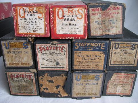 photo of estate lot 30+ unsorted antique vintage player piano music rolls, #2 #4