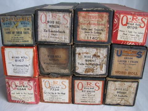 photo of estate lot 30+ unsorted antique vintage player piano music rolls, #2 #6