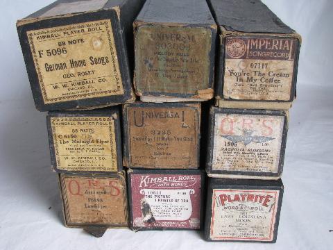 photo of estate lot 30+ unsorted antique vintage player piano music rolls, #5 #6