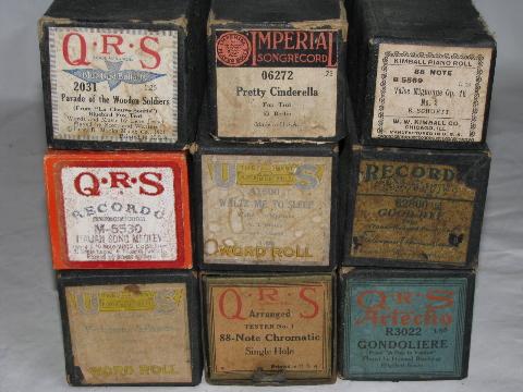 photo of estate lot 30+ unsorted antique vintage player piano music rolls, #7 #9