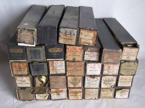 photo of estate lot 30 unsorted antique vintage player piano music rolls #1