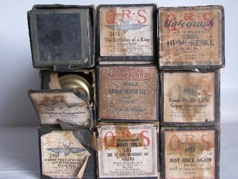 photo of estate lot 30 unsorted antique vintage player piano music rolls #6