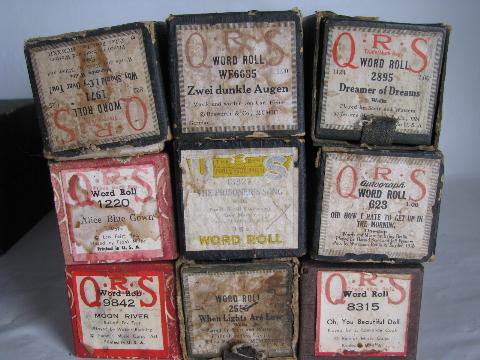 photo of estate lot 30 unsorted antique vintage player piano music rolls #2