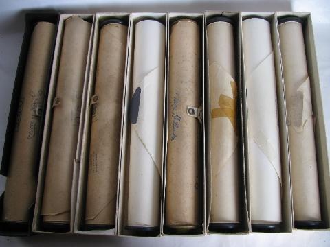 photo of estate lot 32 unsorted antique vintage player piano music rolls #9