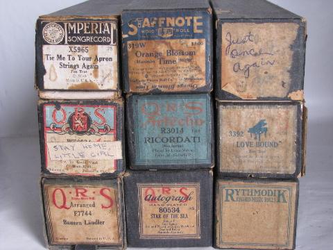 photo of estate lot 36 unsorted antique vintage player piano music rolls #2