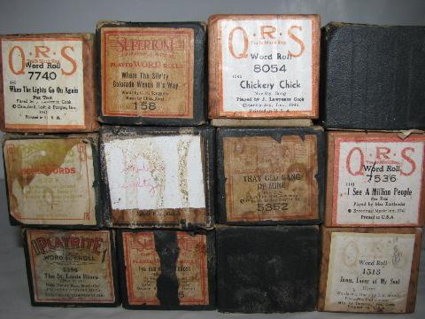 photo of estate lot 40 unsorted antique vintage player piano music rolls #2