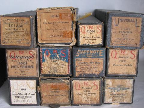 photo of estate lot 40 unsorted antique vintage player piano music rolls #2