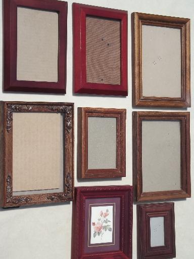 photo of estate lot all  wood picture frames, small photo frames grouping #1