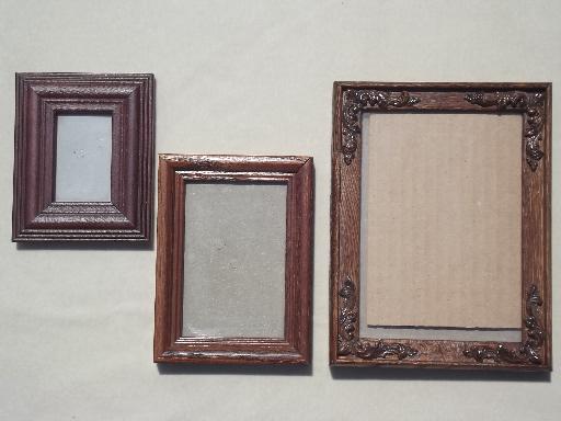 photo of estate lot all  wood picture frames, small photo frames grouping #6