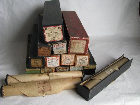 photo of estate lot antique vintage player piano music rolls, Christmas carols #1