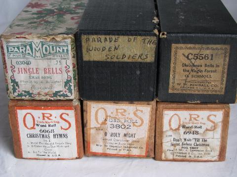 photo of estate lot antique vintage player piano music rolls, Christmas carols #4