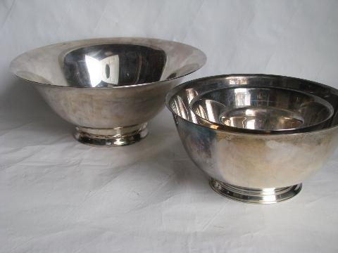 photo of estate lot of Revere style bowls in all sizes, vintage silver plate #1