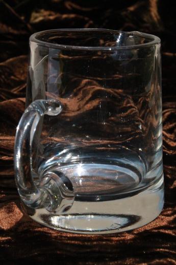 photo of etched owl wheel-cut clear glass cream pitcher, mini art glass pitcher #3