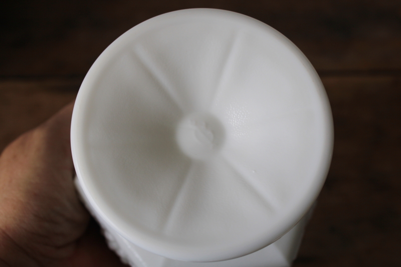 photo of excellent condition vintage Imperial milk glass candy dish w/ lid, grapes hexagon pattern #5