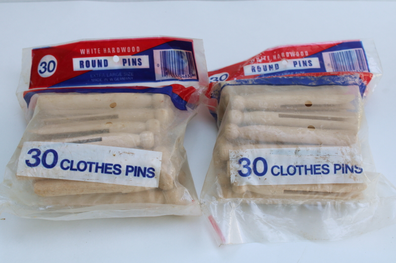 photo of extra large hardwood clothespins, peg type clothes pegs new old stock vintage West Germany packages  #4