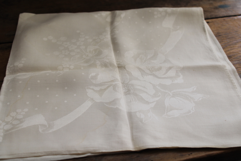 photo of extra large vintage damask dinner napkins set of 10, fine rayon silk fabric #10