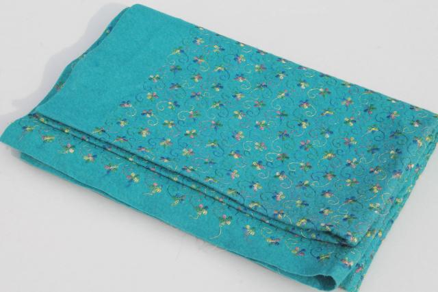 photo of eyelet embroidered felt yardage, vintage felt fabric w/ multi-colored embroidery #4